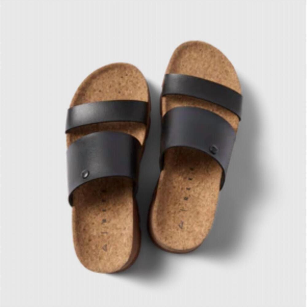 NEW REEF women's vista luxe siaa platform sandals in black/tan - Picture 3 of 4